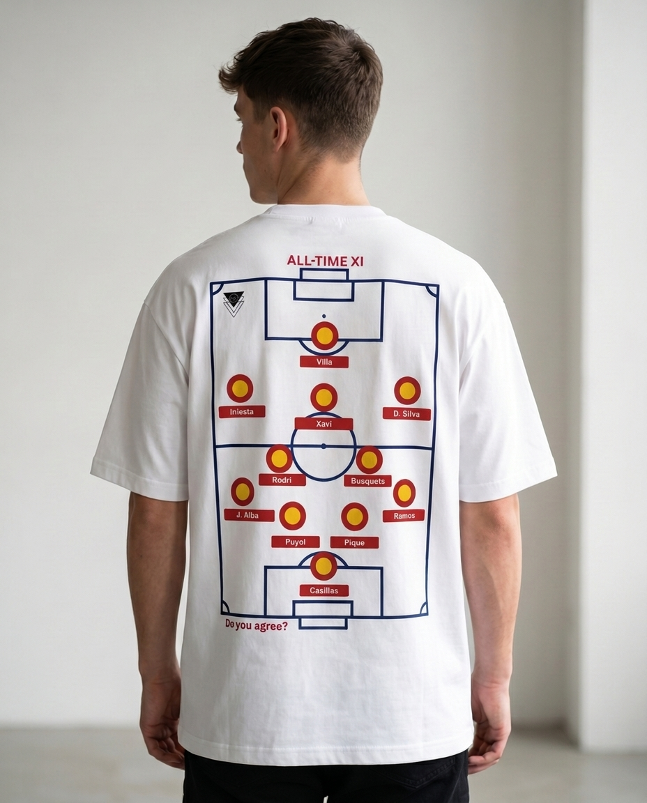 Spain Legend XI Football T-Shirt |  All-Time Starting Lineup Tee | España  Football Fan Gift | La Roja Shirt |  Unique Football Gift